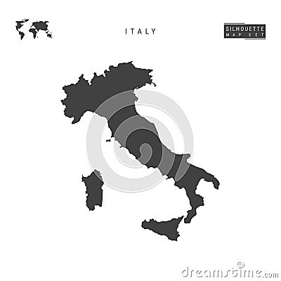 Italy Vector Map Isolated on White Background. High-Detailed Black Silhouette Map of Italy Vector Illustration