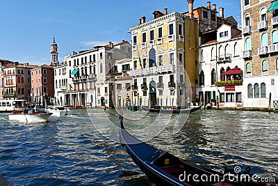 Italy, Venezia. View on the Grand Canal, bridge and palace. Editorial Stock Photo