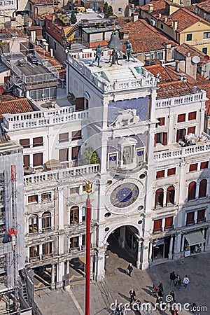 Italy. Venice - The Torre dell Orologio - St Mark's Clocktower Editorial Stock Photo