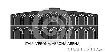 Italy, Verona, Verona Arena, travel landmark vector illustration Vector Illustration