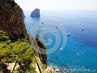 Italy: View on the Capri rocks. Stock Photo