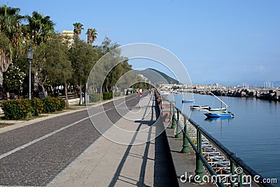 Italy : View Salerno seafront,Southern Italy,September 10,2020 Editorial Stock Photo