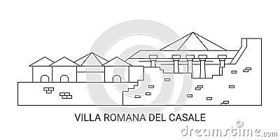 Italy, Villa Romana Del Casale travel landmark vector illustration Vector Illustration