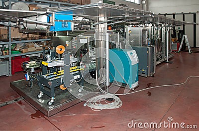 Italy wine: automatic bottling line Stock Photo