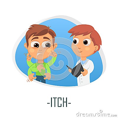 Itch medical concept. Vector illustration. Cartoon Illustration