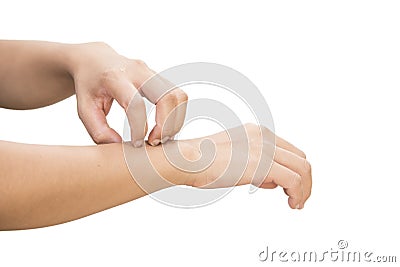 Itching of skin diseases from allergy Stock Photo