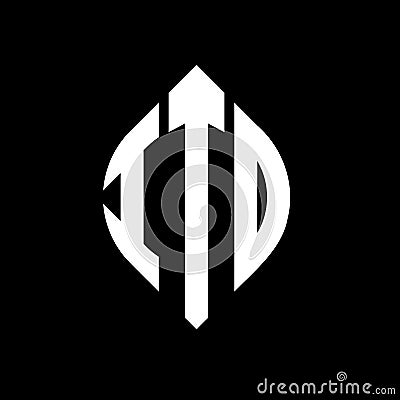 ITD circle letter logo design with circle and ellipse shape. ITD ellipse letters with typographic style. The three initials form a Vector Illustration
