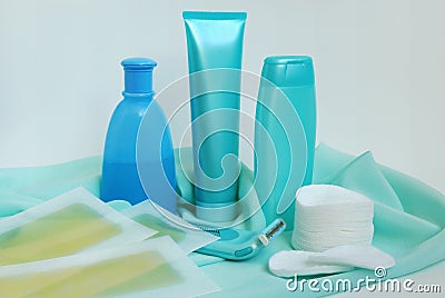 Items for cleanliness and hair-removing Stock Photo