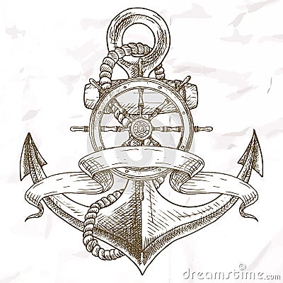 Items on the marine theme. Vector Illustration