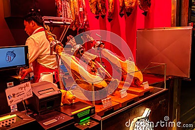 Items on sale at the Mercado de La Boqueria Editorial Stock Photo