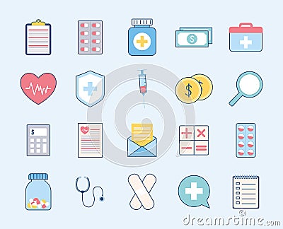 health insurance items Vector Illustration