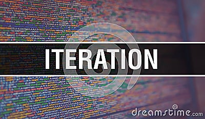 Iteration with Binary code digital technology background. Abstract background with program code and Iteration. Programming and Stock Photo