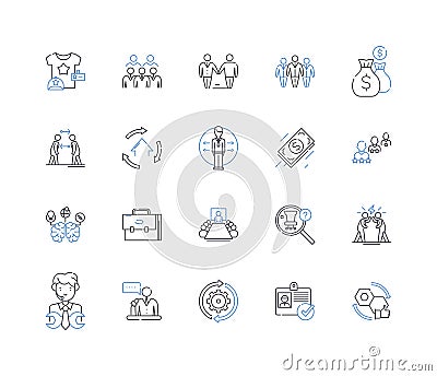 Iterative process line icons collection. Evolutionary, Feedback, Incremental, Continuous, Trial-and-error, Refinement Vector Illustration
