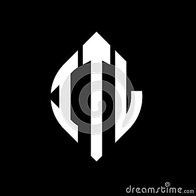 ITL circle letter logo design with circle and ellipse shape. ITL ellipse letters with typographic style. The three initials form a Vector Illustration