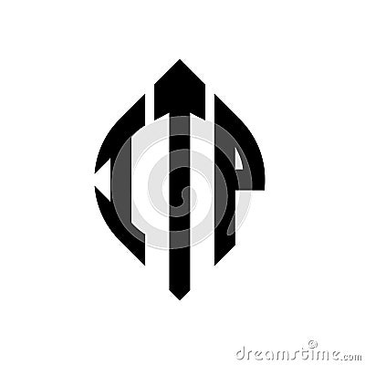 ITP circle letter logo design with circle and ellipse shape. ITP ellipse letters with typographic style. The three initials form a Vector Illustration