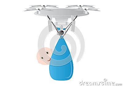 Its a boy - Drone delivery Vector Illustration