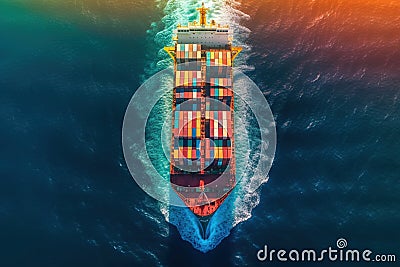 A Bird's-Eye View of Cutting-Edge Maritime Cargo Shipping Stock Photo