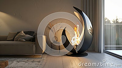 With its modern design and rotating feature this fireplace is a perfect blend of style and functionality. 2d flat Stock Photo