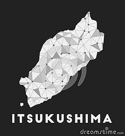 Itsukushima - communication network map of island. Vector Illustration