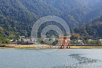 Itsukushima Shrine in Low Tide Stock Photo