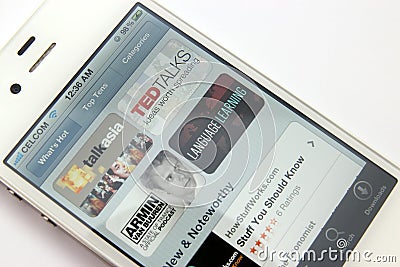 iTunes Apps on iPhone 4S Editorial Stock Photo