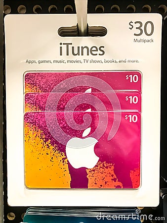 ITunes gift cards Editorial Stock Photo