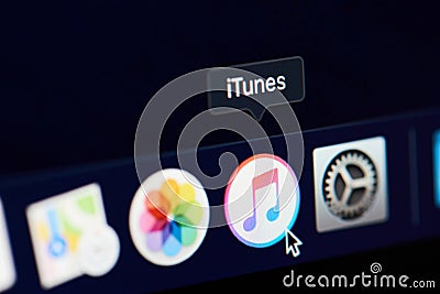 Itunes icon on screen Editorial Stock Photo