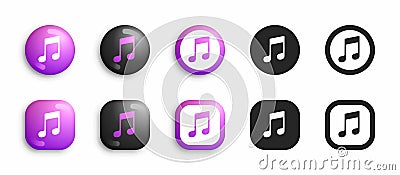 ITunes Modern 3D And Flat Icons Set Vector Vector Illustration