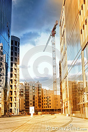 Ð¡ity Landscape. Business Center. Construction. Real Estate. Stock Photo