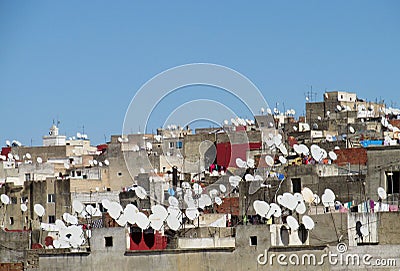 Ð¡ityscape satellite on the roofs Editorial Stock Photo