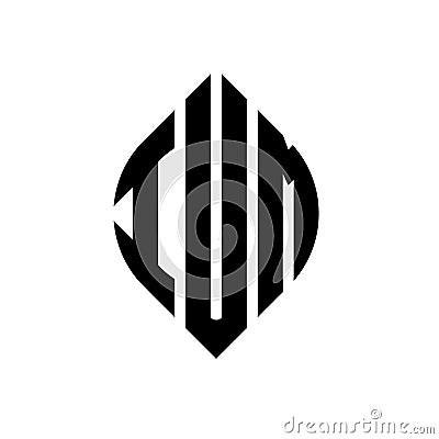 IUM circle letter logo design with circle and ellipse shape. IUM ellipse letters with typographic style. The three initials form a Vector Illustration