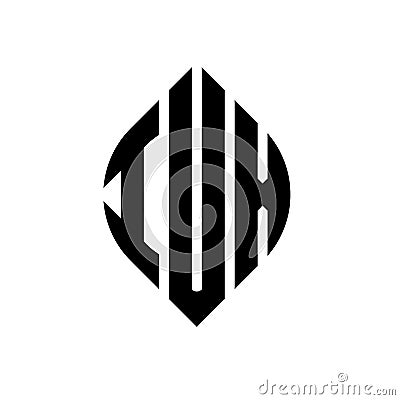 IUX circle letter logo design with circle and ellipse shape. IUX ellipse letters with typographic style. The three initials form a Vector Illustration