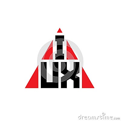 IUX triangle letter logo design with triangle shape. IUX triangle logo design monogram. IUX triangle vector logo template with red Vector Illustration