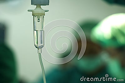 IV infusion, blurred surgical field background Stock Photo