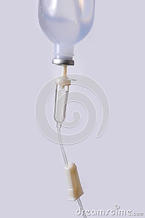 IV tube and Saline Stock Photo