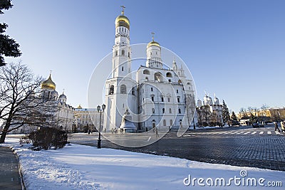 Ivan the Great Bell-Tower complex. Cathedral Square, Inside of Moscow Kremlin, Russia Editorial Stock Photo