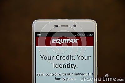 Equifax logo seen on the smartphone screen Editorial Stock Photo