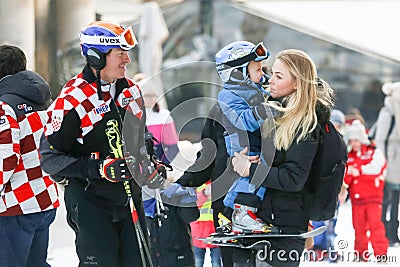 Ivica and Elin Kostelic with son Editorial Stock Photo