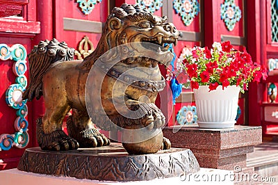 Ivolginsky datsan, snow lion. Stock Photo