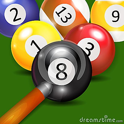 Ivories, Billiard Balls Background Vector Illustration