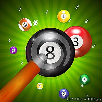 Ivories, Billiard Balls Background Vector Illustration