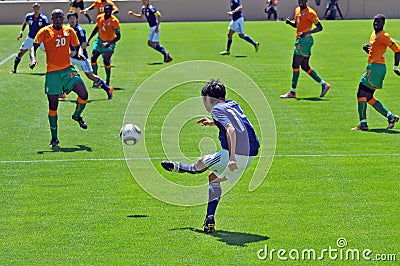 Ivory coast and Japan football match Editorial Stock Photo