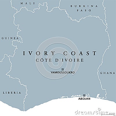 Ivory Coastpolitical map Vector Illustration