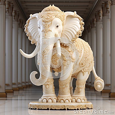 Ivory Elephant Statue Cartoon Illustration