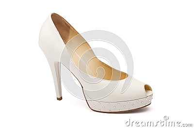 Ivory female wedding footwear Stock Photo