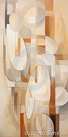 Ivory And Ivory: Abstract Painting With Soft Cubism And Blink-and-you-miss-it Detail Stock Photo