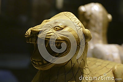 Ivory statue of seated lion from Alintepe Editorial Stock Photo