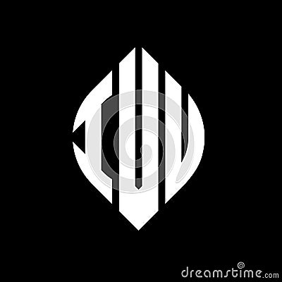 IVU circle letter logo design with circle and ellipse shape. IVU ellipse letters with typographic style. The three initials form a Vector Illustration