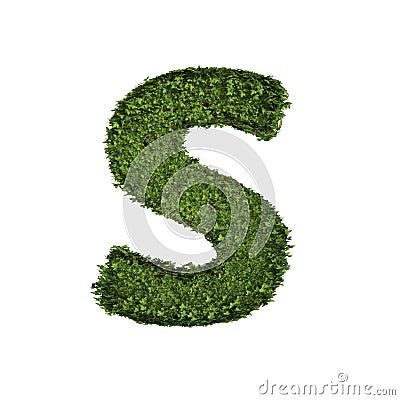 Ivy plant with leaves, green creeper bush and vines forming letter S, English alphabet text font character isolated on white in Cartoon Illustration