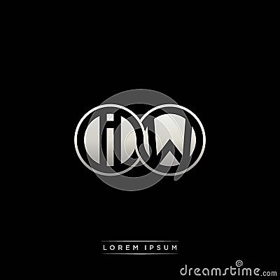 IW initial letter linked circle capital monogram logo modern template silver color version Vector Illustration